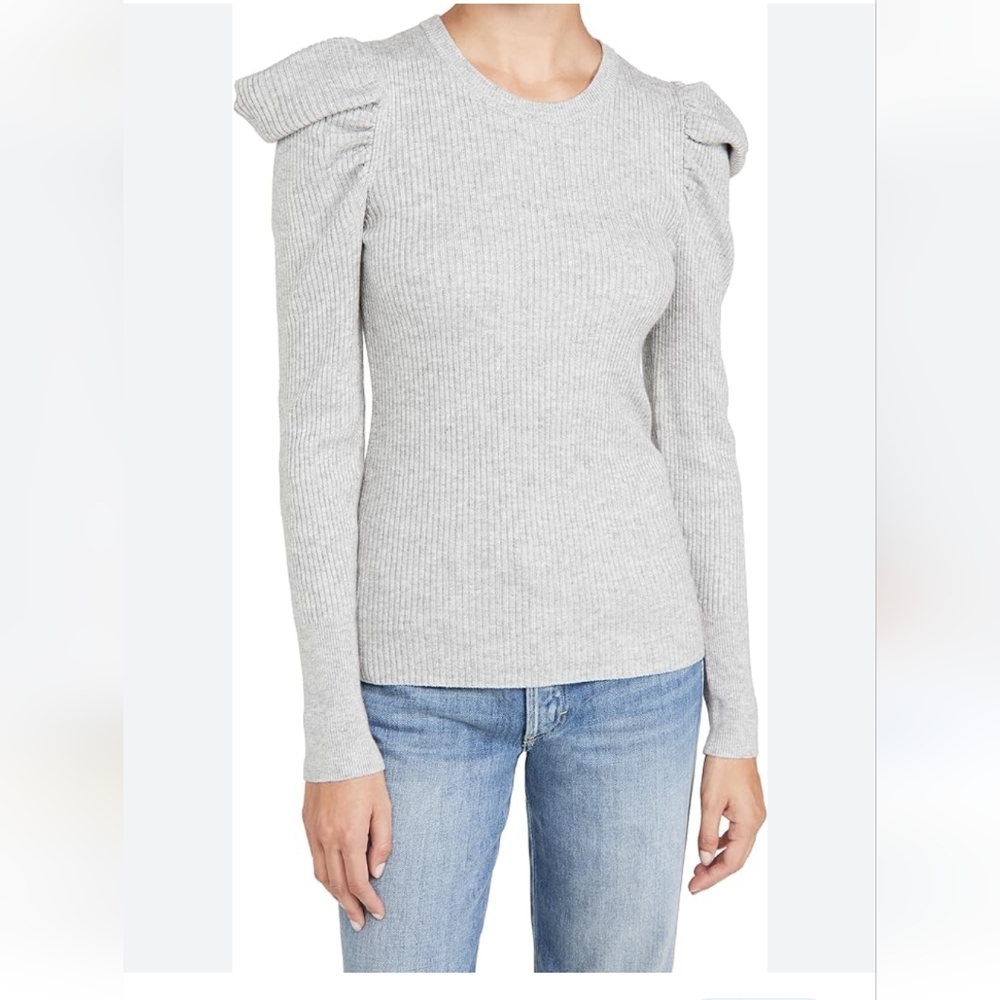 7 For All Mankind Puff Shoulder Crew Neck Wool Blend Sweater XL